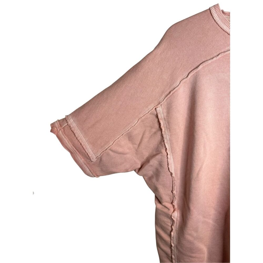 Free People We The Free Pink Mari Muscle Pullover Short Sleeve Oversized Sweatsh - Picture 5 of 8